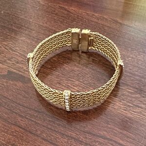 Gold Mesh Bracelet with Crystal Highlights
